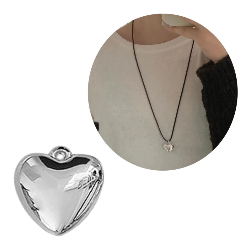 

Q0KE 3D Heart Solid-Ball Beads Love Heart Pendant Charm DIY Earrings Necklace Jewelry Making Supplies