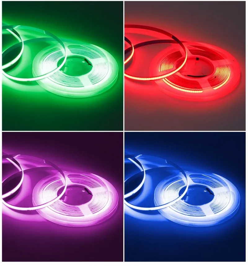 DC 12V 24V COB LED Strip Light 8mm High Brightness 320 LEDs/M High Density Flexible Strip Light Color Blue Red Green White Ra≥90