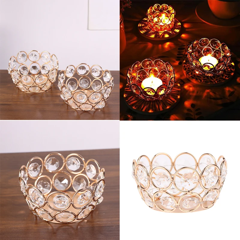 1Pc Crystal Tealight Candle Holder Clear Mini Candlestick Table Centerpiece for Wedding Festival Birthday Home Decorations