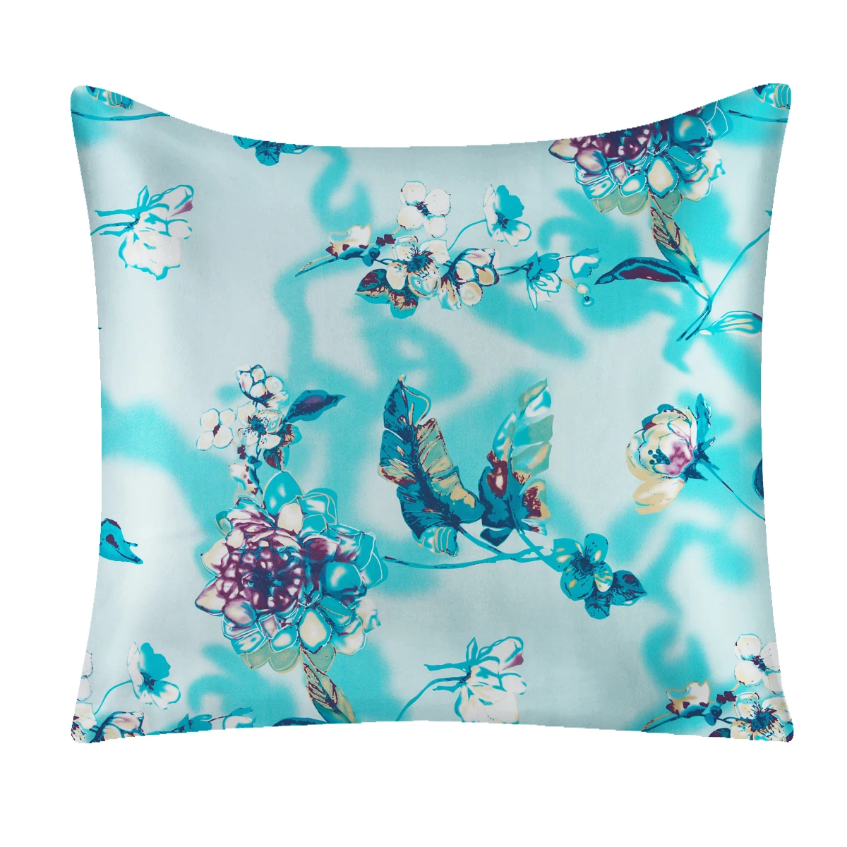 Taie d'oreiller florale des deux côtés, housse de coussin multicolore avec fermeture éclair, 100%