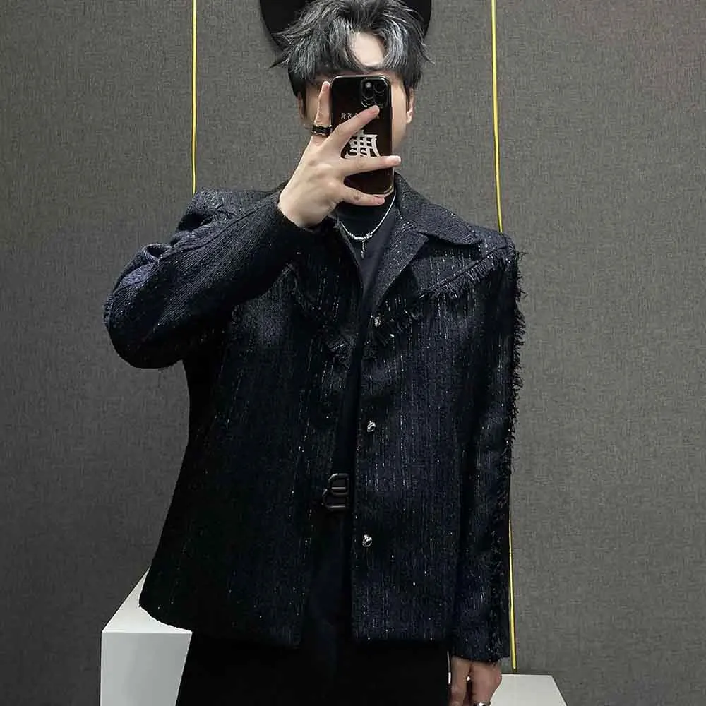 

Winter New Men's Tassel Long-Sleeve Jacket American Retro Light Luxury Fashion Trend High Street Loose Casual Niche Men's Top