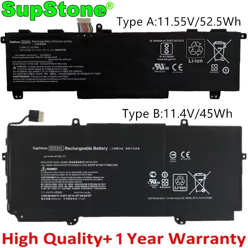 SupStone New SD03XL Laptop Battery For HP Chromebook 13 G1 TPN