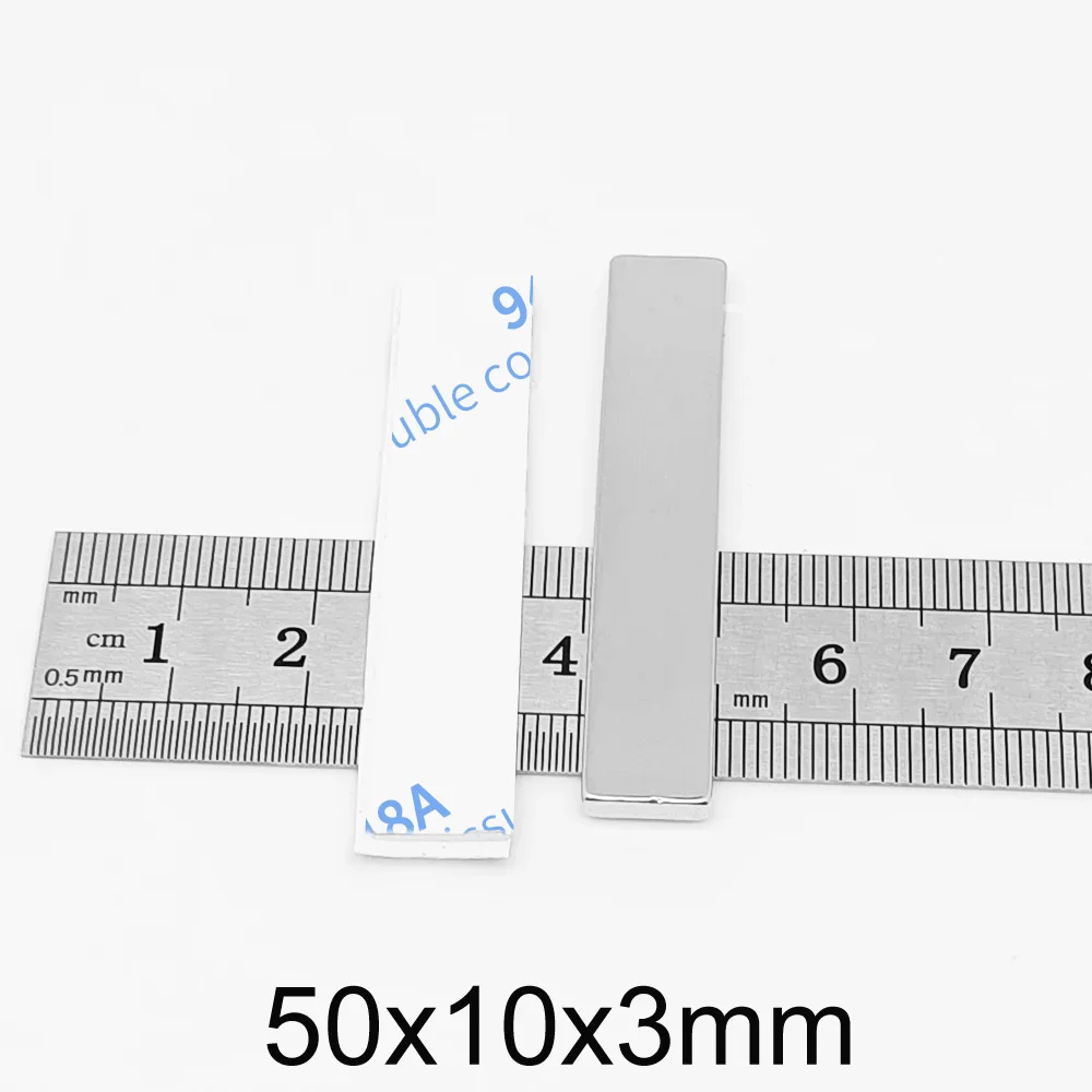 2/5/10/15/20/30PCS 50x10x3mm Block Strong Powerful Magnets With 3M Tape 50*10*3 Long Quadrate Permanent Neodymium Magnet 50x10x3