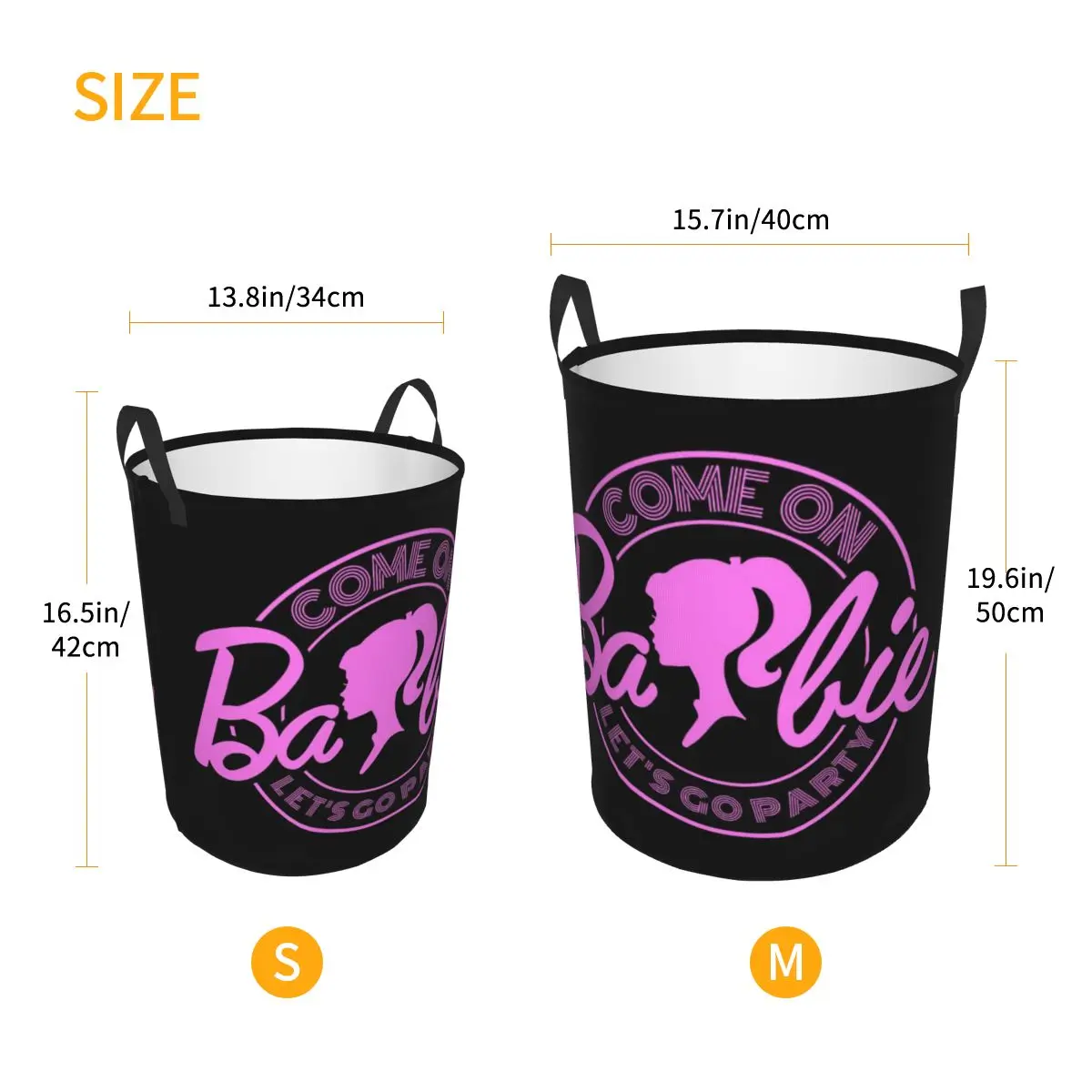 Custom Come On Barbie X Party Laundry Basket Collapsible Clothes Toy Hamper Storage Bin for Kids Nursery