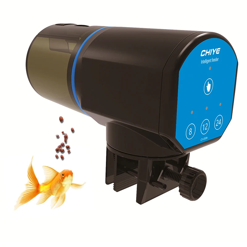2025Blue Dry Battery Temporizador inteligente Koi Carp Fish Feeder automático para alimentación de pecera