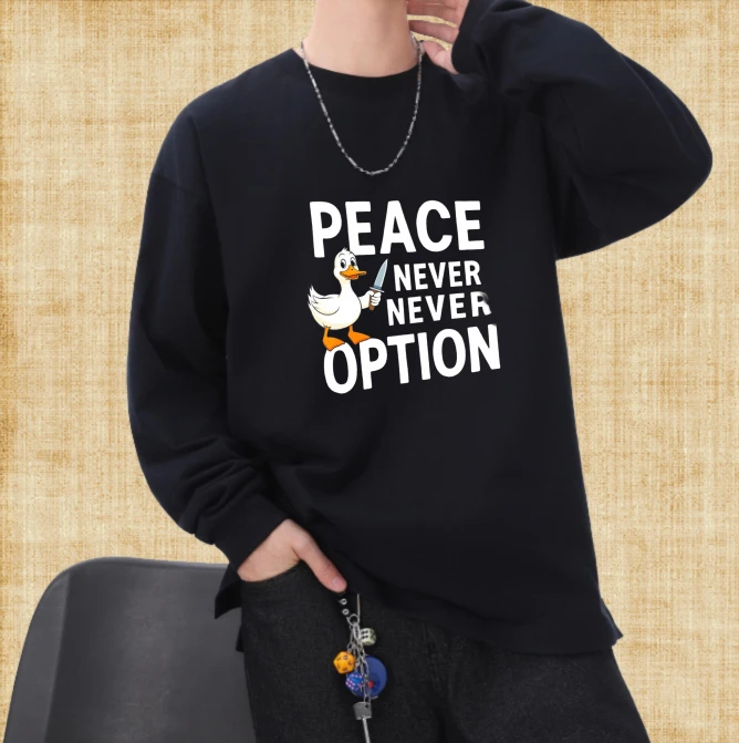 

Футболка мужская осенняя уличная одежда для бега с длинными рукавами и графическим рисунком Peace Never Harajuku однотонная футболка с принтом готическая уличная одежда