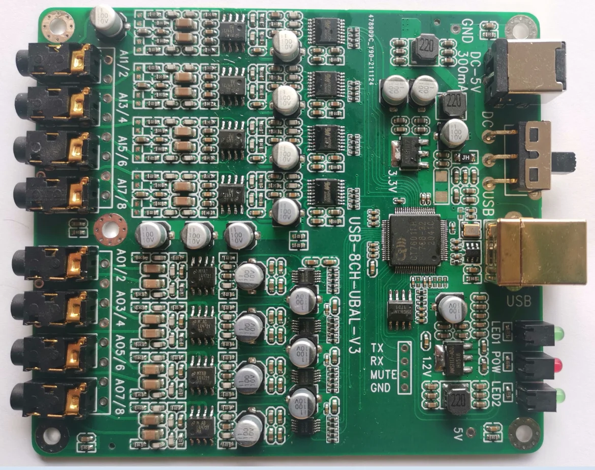 IIS TDM Master-slave ASIO XMOS Soundcheck Measurement  8-Channel USB Playback Recording