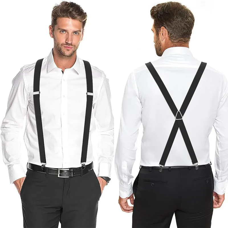 مطاطا البوليستر الحمالات الرجال 4 مقاطع Vintage الرجال النساء الحمالات بنطلون الزفاف تعليق للتنانير الحمالات 4 كليب #2