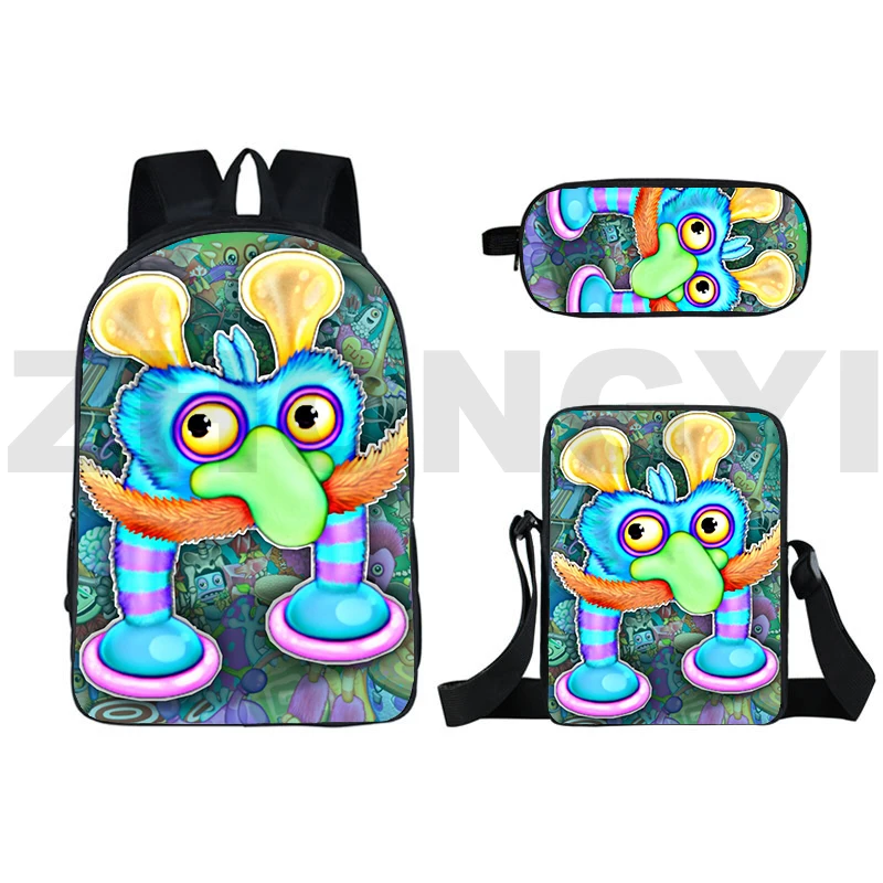 

Large Capacity My Singing Monsters 3D Backpacks Kids Baby Cartoon School Bags 3 in 1 My Singing Monsters Rucksack Kindergarten