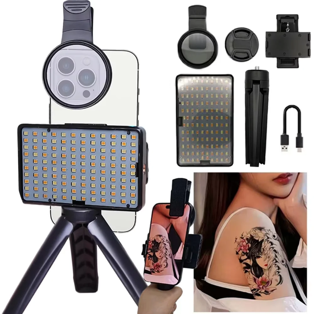 Reduce Reflected Light Of Tattoos Remove Glare LED Lights with  52mm Cpl Cellphone Lens Circular Polarizing Filter 120 LED Beads