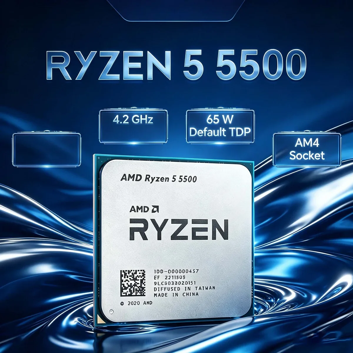 Processeur de bureau AMD Ryzen 5 5500 R5 5500, 4,2 GHz, 6 cœurs, 12 threads, débloqué, socket AM4, processeur de jeu sans emballage
