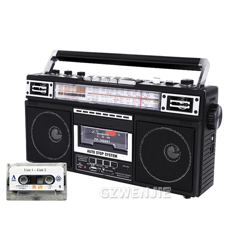 

Retro Radio Speaker Portable Tape Player Multifunctional Stereo SW/AM/FM Bluetooth Radio Supports USB/SD Card Headphone Input