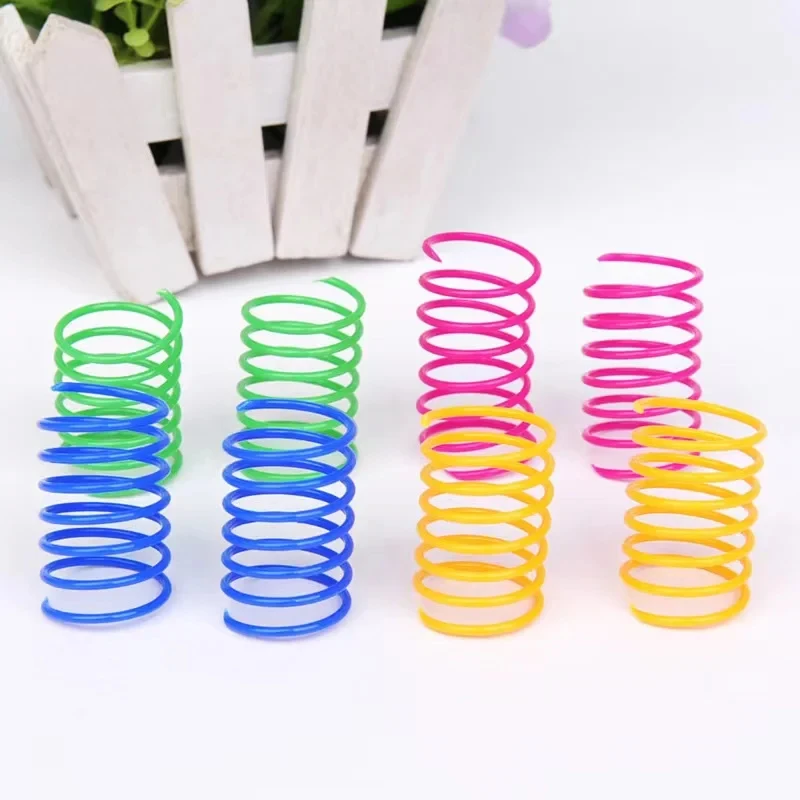4-24pcs Kitten Cat Toys Wide Durable Heavy Gauge Cat Spring Toy Colorful Springs Cat Pet Toy Coil Spiral Springs