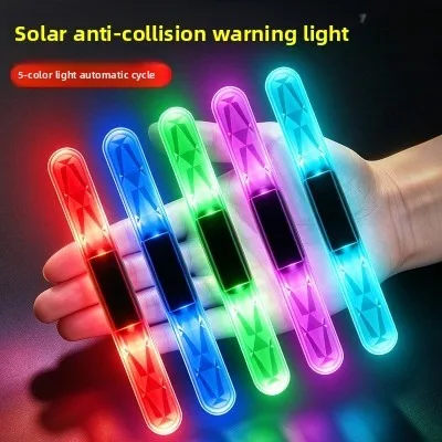 2/4‑Pack Solar LED Warning Lights, Motorcycle Night Anti‑Collision Signal Lamps, Waterproof Safety Flashing Beacon for Motorbike