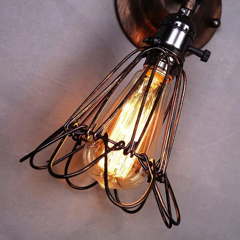 

Loft style Antique Rural Bird Cage Wall Lamp Edison Bar Industrial lighting Home Master room Corridor porch E27 LED wall sconce