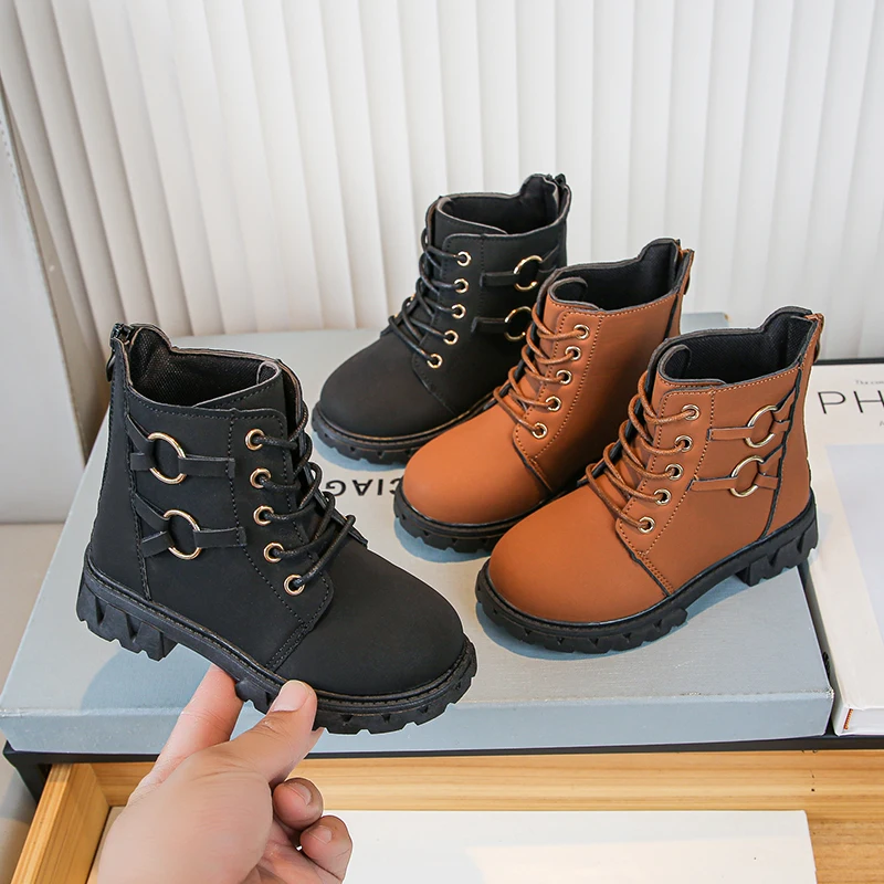 

Children Leather Boots Girls Fashion Autumn Winter New Casual Comfortable Short Boots Warm Kids Versatile Anti-slip Cotton Boots