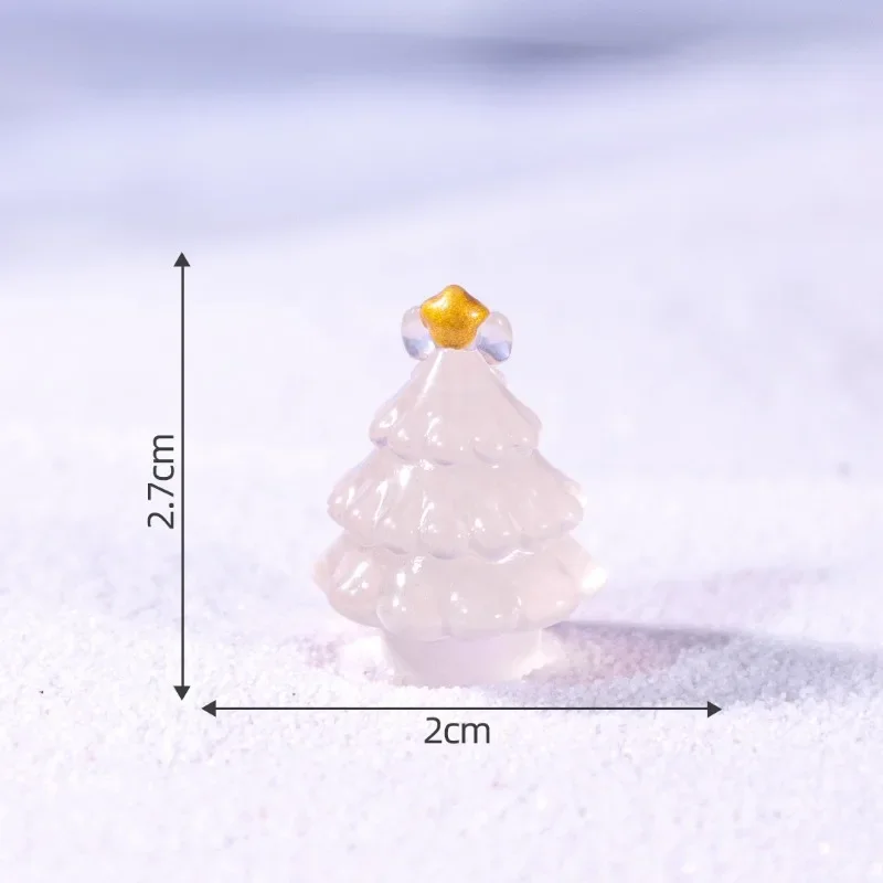 5Pcs Mini Luminous Tree Christmas Ornament Toys Fairy Garden Decor Snow Landscape Model Ornaments Children Favorite Toys