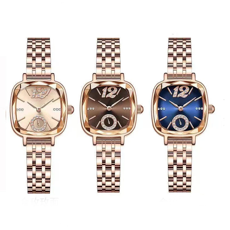 1pc Waterproof Quartz Watch Fashionable Simple Temperament Glass Square Watch Lady Elegant Wrist Watches