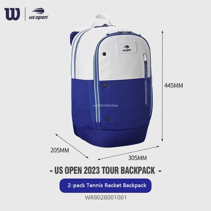 Wilson US terbuka 2 pak raket tas raket tim Putih Biru ransel raket ringan tas tenis besar dengan isolasi panas