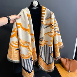 2024 Winter Scarf Women Cashmere Warm Pashmina Brand Female Shawls Wraps Thick Soft Bufanda Poncho Scarves Stole Echarpe Blanket