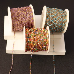 1 Meter Stainless Steel Enamel White/Red/Purple/Color Link Cable Flat Chains Bulk DIY Necklace Jewelry Making Bracelet Findings