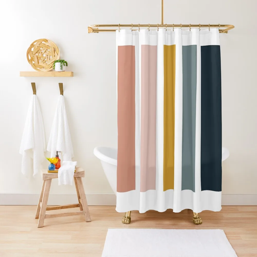 Mid-Century Modern | Neutral Terracotta Colors Shower Curtain Bathroom Accessories Shower Curtain Bathroom