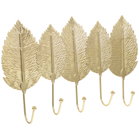 Wall Hooks 5Hooks Coat Rack Heavy Duty Gold Boho Clothes Hanger Jacket Hat Mount Home Storage Rack Bedroom Kitchen Bathroom