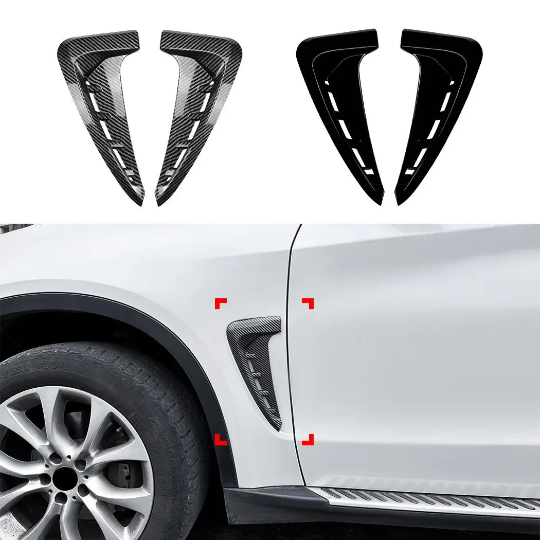 2PCS ABS Car Shark Gills Side Fender Vent Stickers Fit For BMW X5 F15 M Sport 2014-2018 Chromium Styling