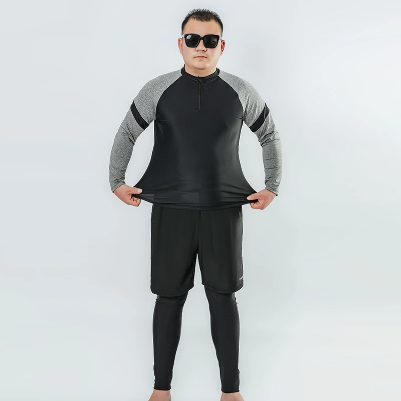 

2024 Men's 3pcs Long Sleeve Rashguard Rashguard Rash Vest Shirt Plus Size Swimsuit Man Diving Surfing Suit Shirt+Leggings+Trunks