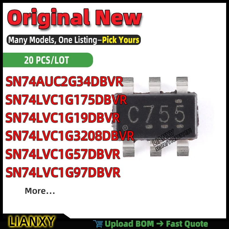 SN74LVC1G97DBVR SN74LVC1G57DBVR SN74LVC1G19DBVR SN74LVC1G175DBVR SN74LVC1G3208DBVR SN74AUC2G34DBVR SOT-23-6 OP AMP New Original