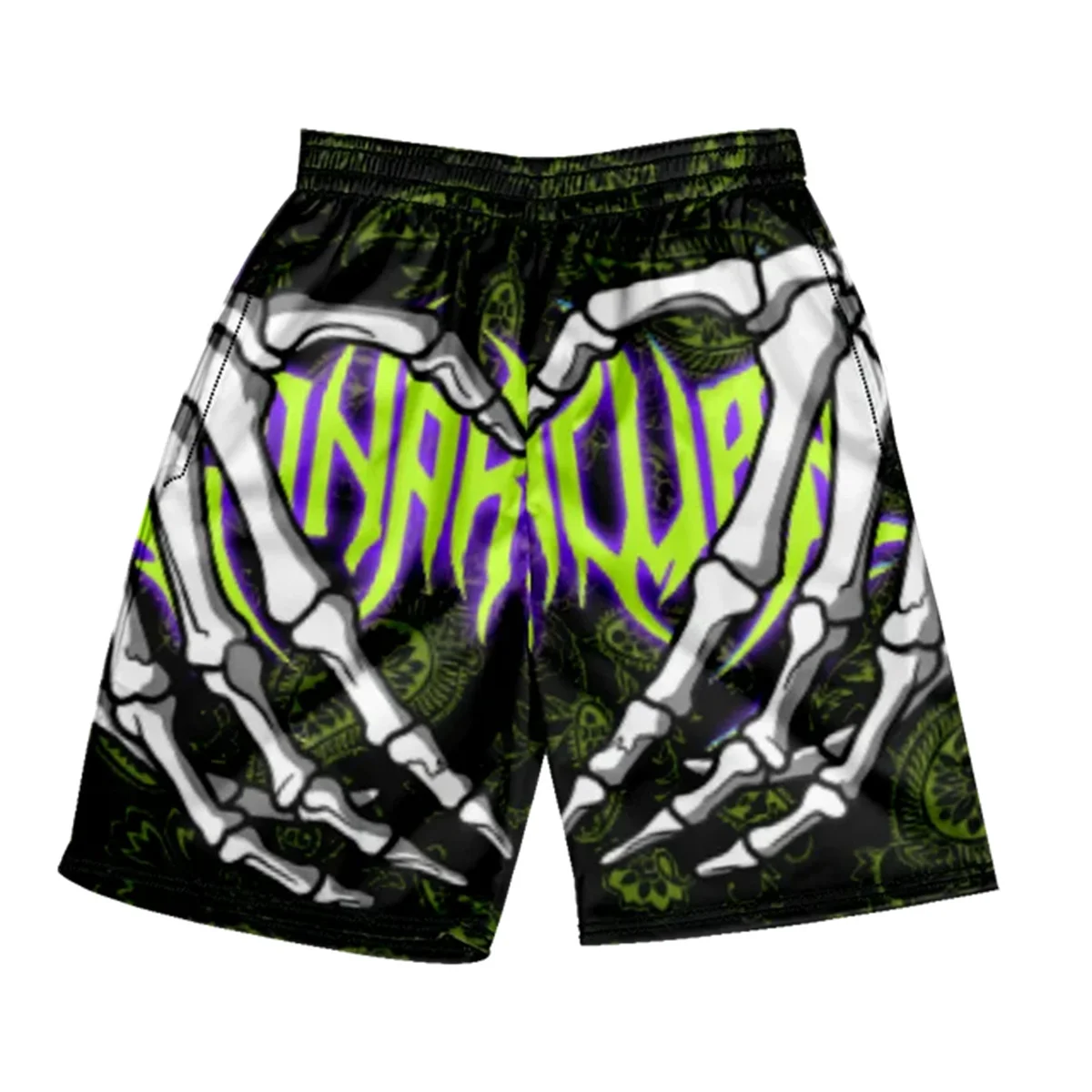 2024 Summer Classic Skull Beach Short Pants New Fashion Skeleton Hand Print Men Women Gym Shorts Quick Drying Trunks Shorts y2k