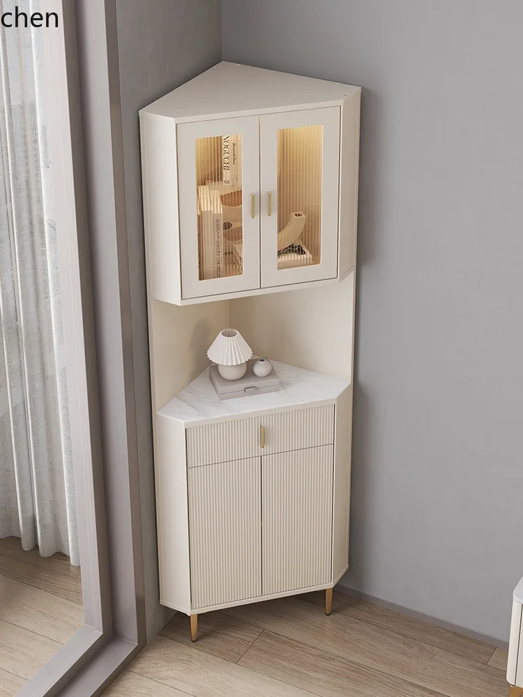 Corner  Cabinet Living Room Corner Triangle Cabinet Against the Wall Light Luxury Wine Locker Glass Door