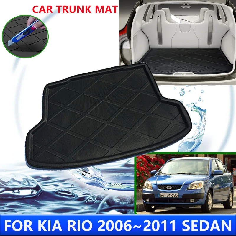 

For Kia Rio JB Pride 2006~2011 2007 2008 2009 Sedan Car Rear Trunk Protector Pads Waterproof Liner Anti-Fouling Mat Accessories