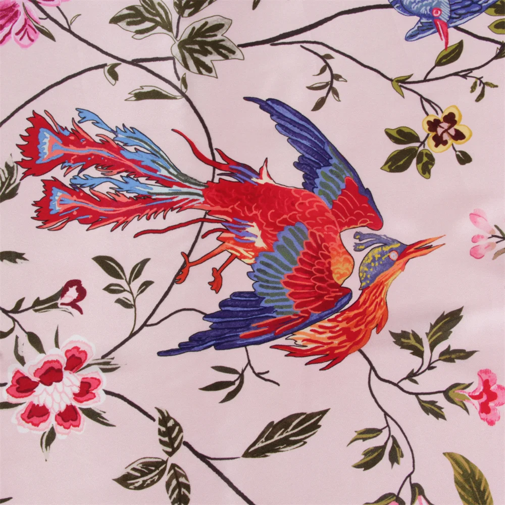 90CM Silk Scarf Women Tree Birds Print Square Scarves Head Echarpes Silk Foulards Femme Wraps Beach Shawl Bandana Lady Hijabs