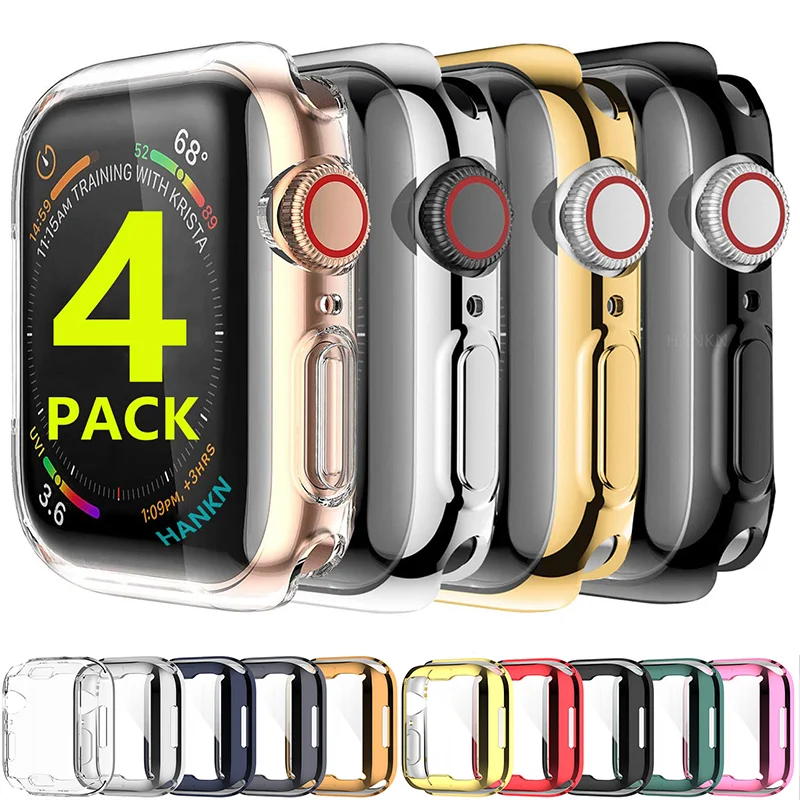 Funda protectora de pantalla de TPU para Apple Watch 3, 2, 1, 38MM, 42MM, 360, transparente, suave, iWatch 4, 5, 6, SE, 7, 8, 9, 45MM, 41MM, 44MM,