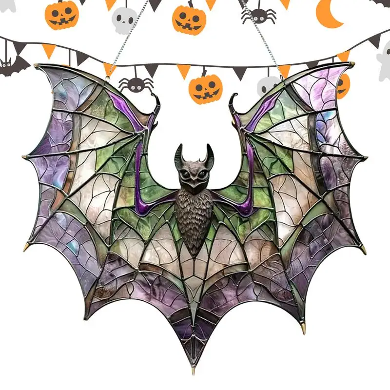 Acrylic Bat Suncatchers Halloween Colorful Bat Suncatchers Acrylic Art Home Decor Hung Decoration For Patio Yard Home Bedroom