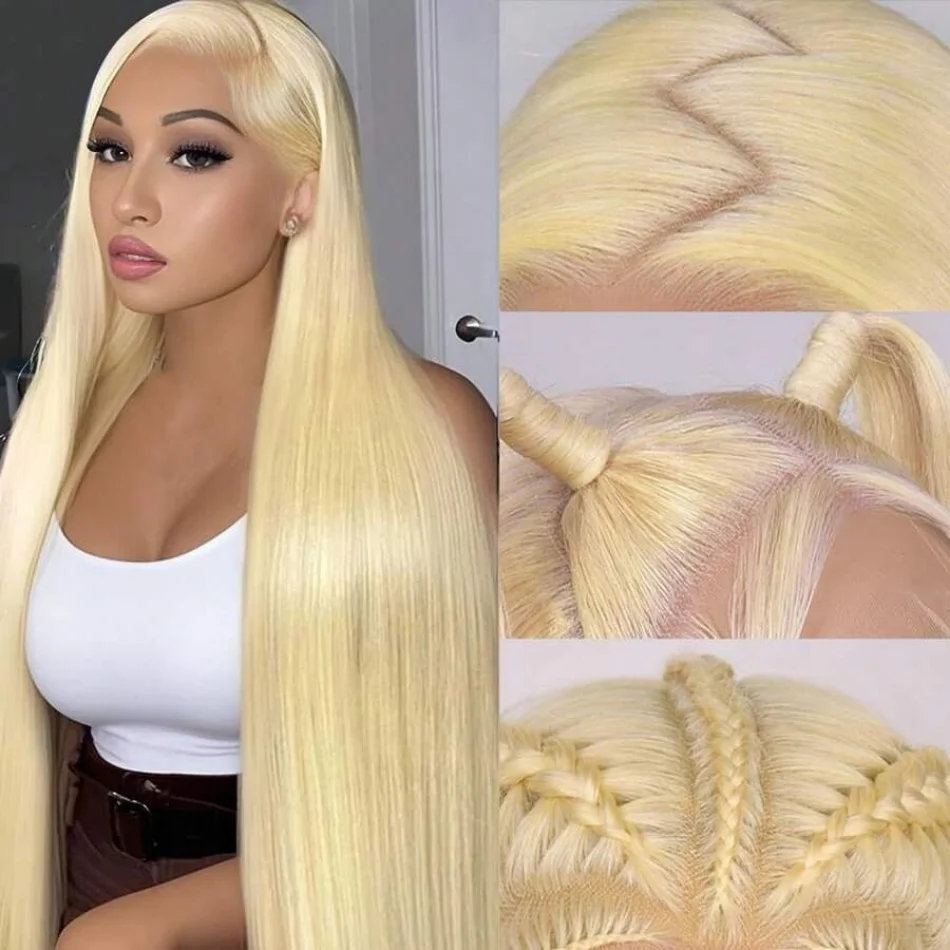 

Парик из натуральных волос, 250 плотности, 613 HD Blonde, 13x4, с прямой кружевной передней частью, светлый, предварительно прорезанный, с эффектом натуральной линии роста волос и с baby hair
