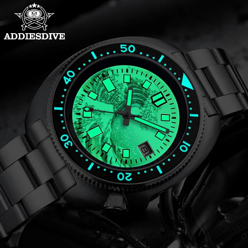 ADDIESDIVE Men‘s Watch Kanagawa Surf Sapphire Glass C3 Super Luminous 20Bar Waterproof NH35 Movement Automatic Mechanical Watch