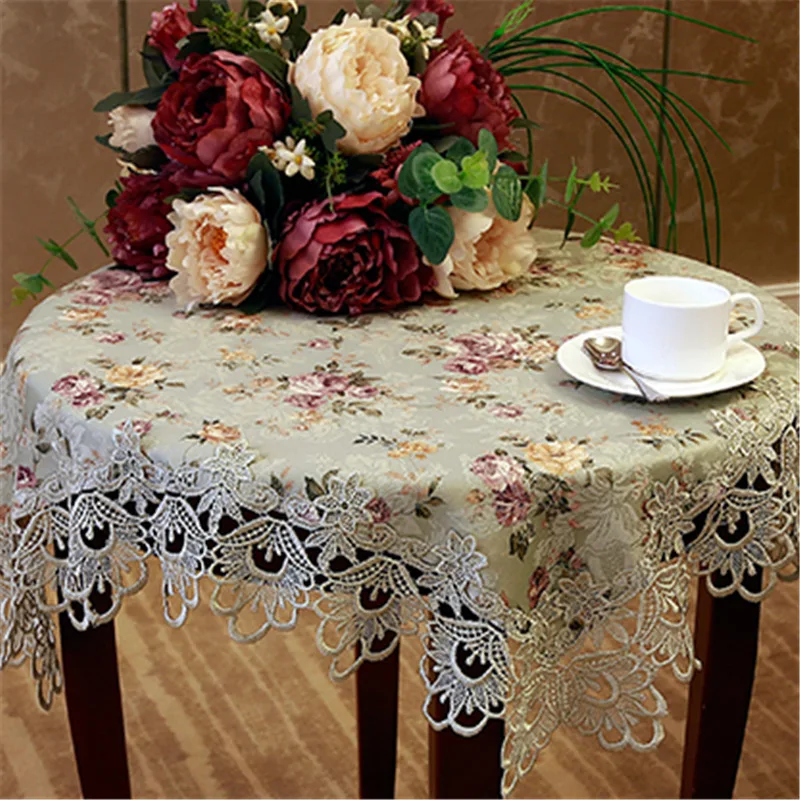 Designer Embroidered Lace Crochet Tablecloth Elegant European Rustic Floral Table Decoration Chair Cover Table Runner Clouth