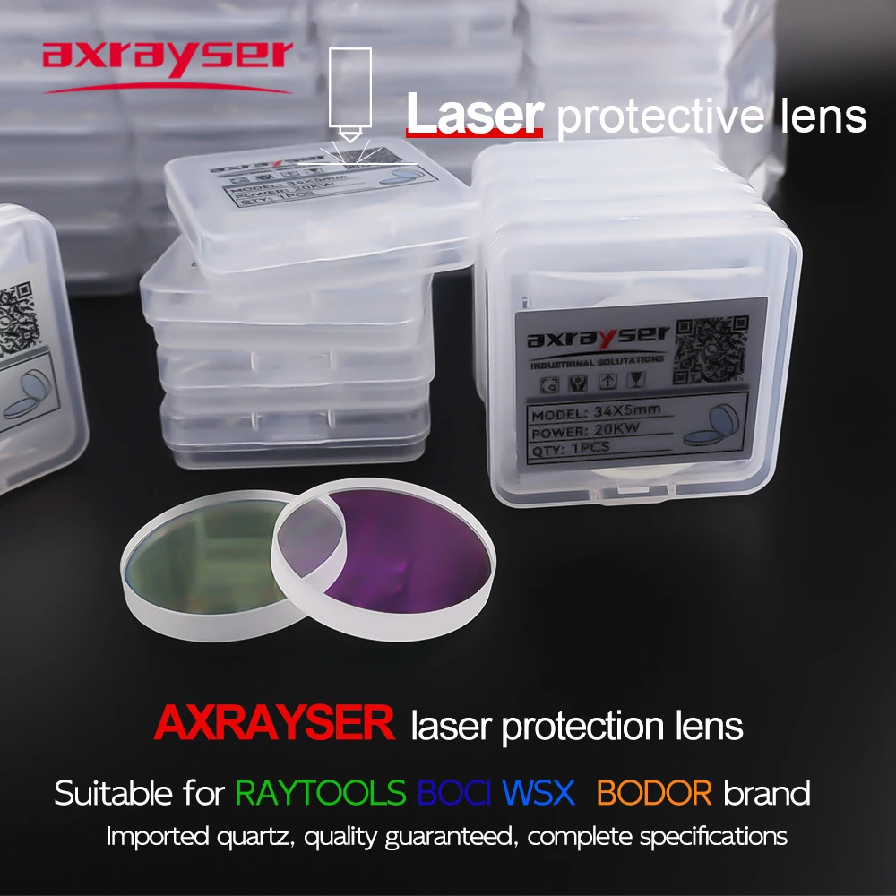 

Axrayser Laser Protetcive Windows 27.9x4.1 30x5 34x4 1064nm Fused Silica Protetcive Lens for Raytools BOCI Bodor Laser Head