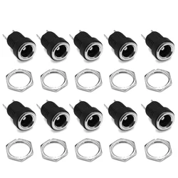 10pcs DC Power Socket 5.5 2.1mm 5.5 2.5mm Barrel Jack Female Panel Mount Connectors Set For CCTV Camera LED Strip Electronic DIY