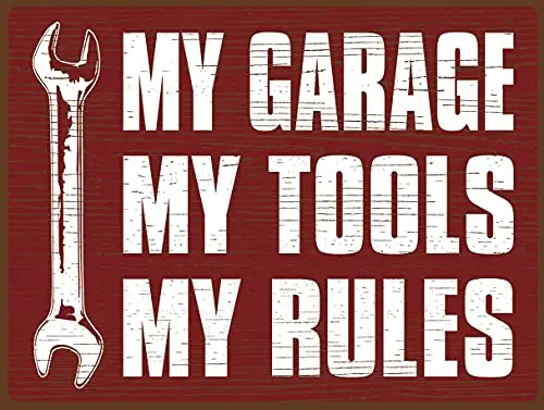 My Garage My Tools My Rules Nostalgic Advertising Wall Poster Tin Sign Vintage BBQ Restaurant Dinner Room Cafe Shop Decor