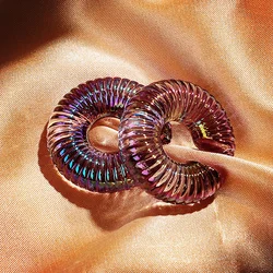 Trend Acrylic Iridescent C-Shape Ear Clip for Women Laser Circle Cartilage Clamp Earrings 2024 Jewelry