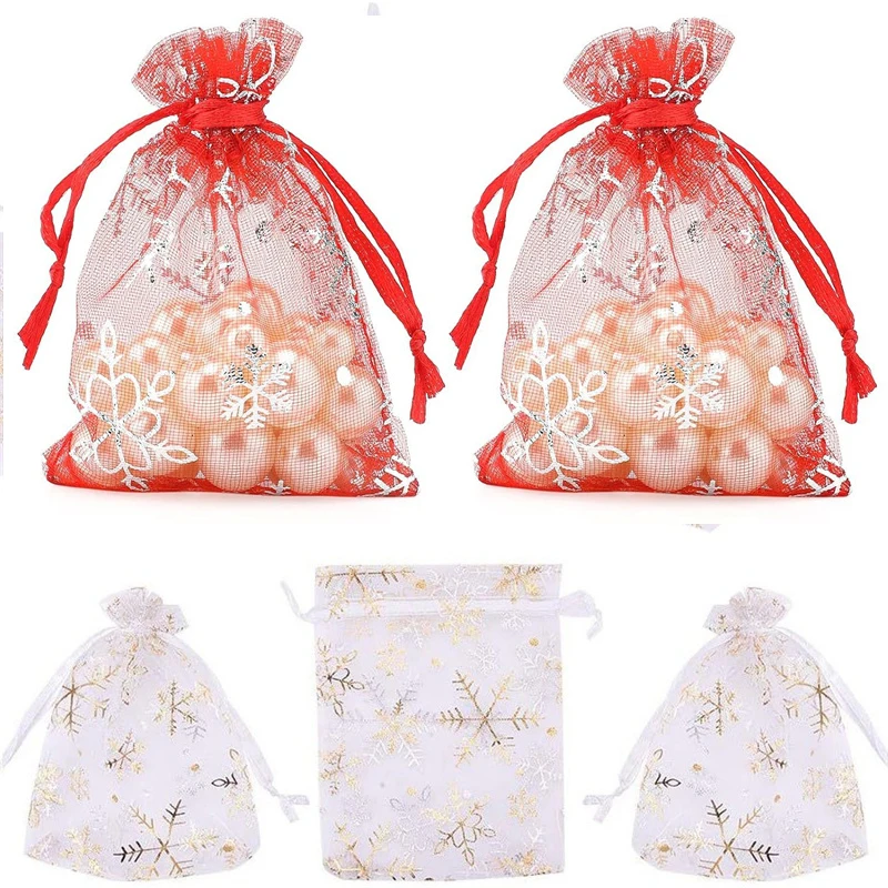 20pcs 7x9 10x15 cm Christmas Drawstring Bag Pouches Decoration Party Bags Bracelets Necklace Findings Jewelry Packaging Making
