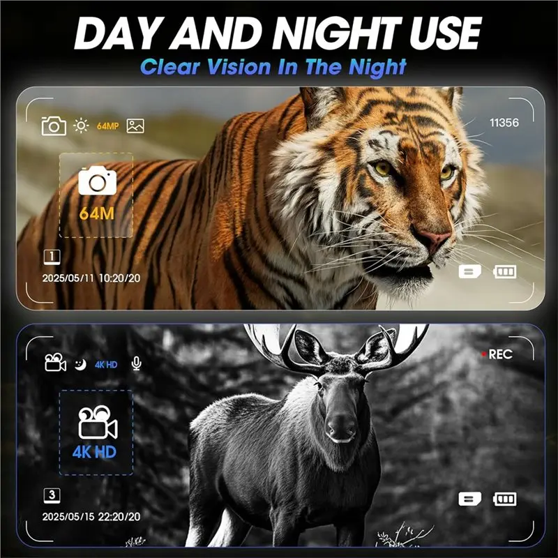 ABHQ-WIFI أحادي العين للرؤية الليلية بدقة 4K مع عدسة ماكرو بالأشعة تحت الحمراء بدقة 68 ميجابكسل وتكبير رقمي 28X وبطاقة ذاكرة 32 جيجا