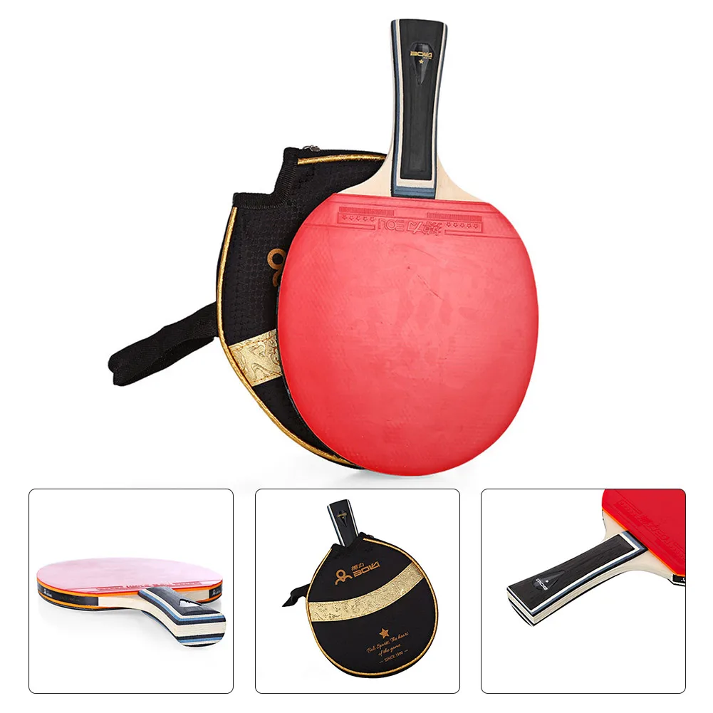 1x Table Tennis Racket Professional Ping Pong Racket Set 7 Ply Wood + Rubber Hight Quality Blade Bat Paddle With Bag Long Handle