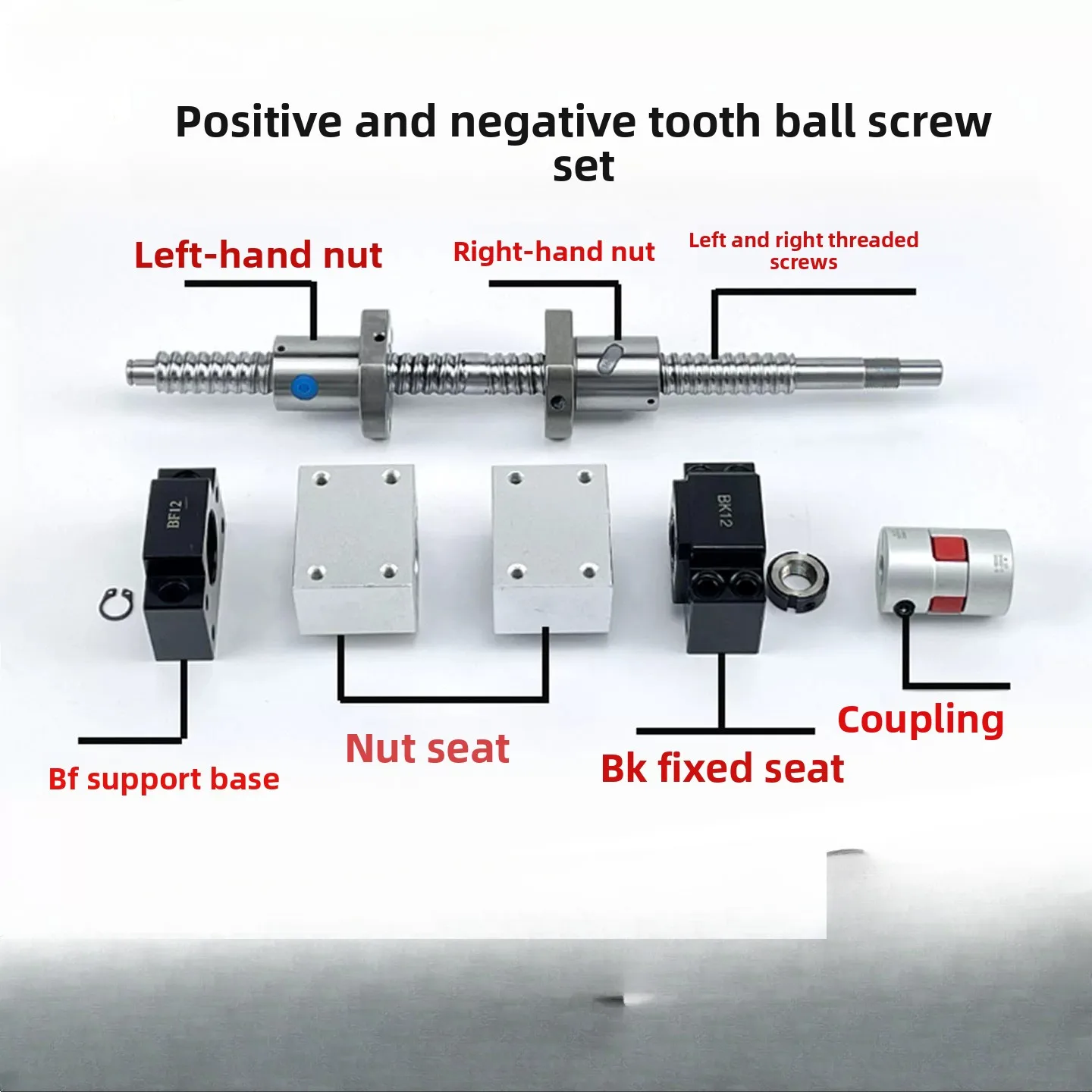 Left and right rotation two-way screw module 12 16 20 25 32 40 50 positive and negative teeth ball screw sliding table set