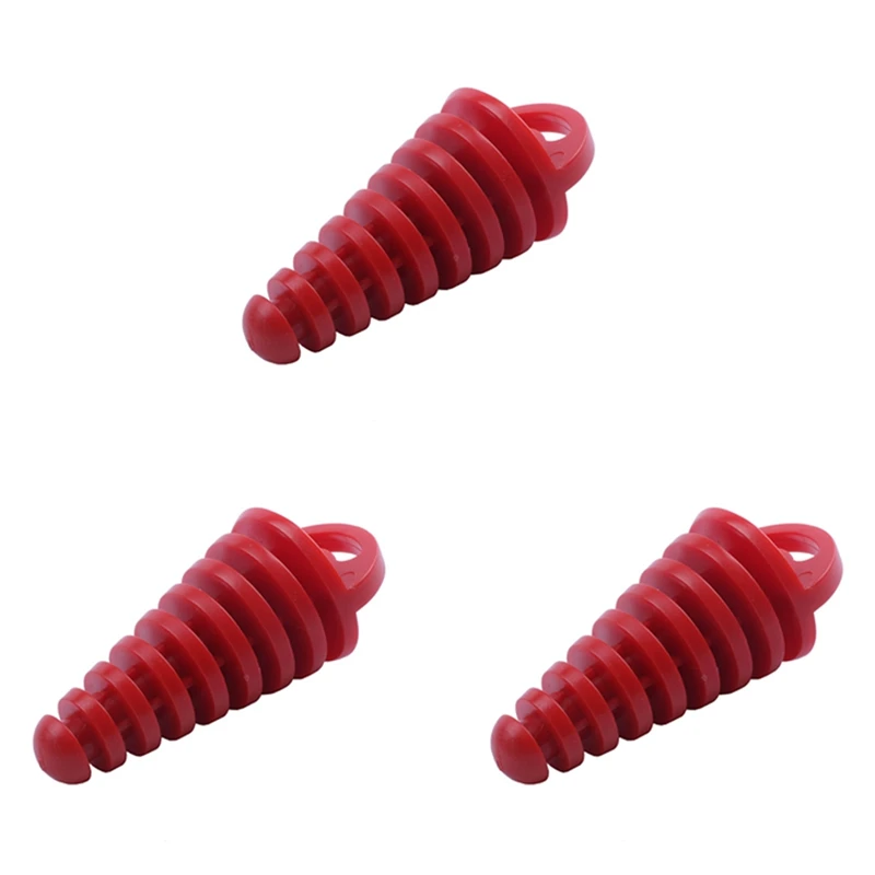 3X Muffler Pipe Exhaust Silencer Wash Plug For Motorcycle Dirt Bike ATV Quad 2 4 Stroke, Red