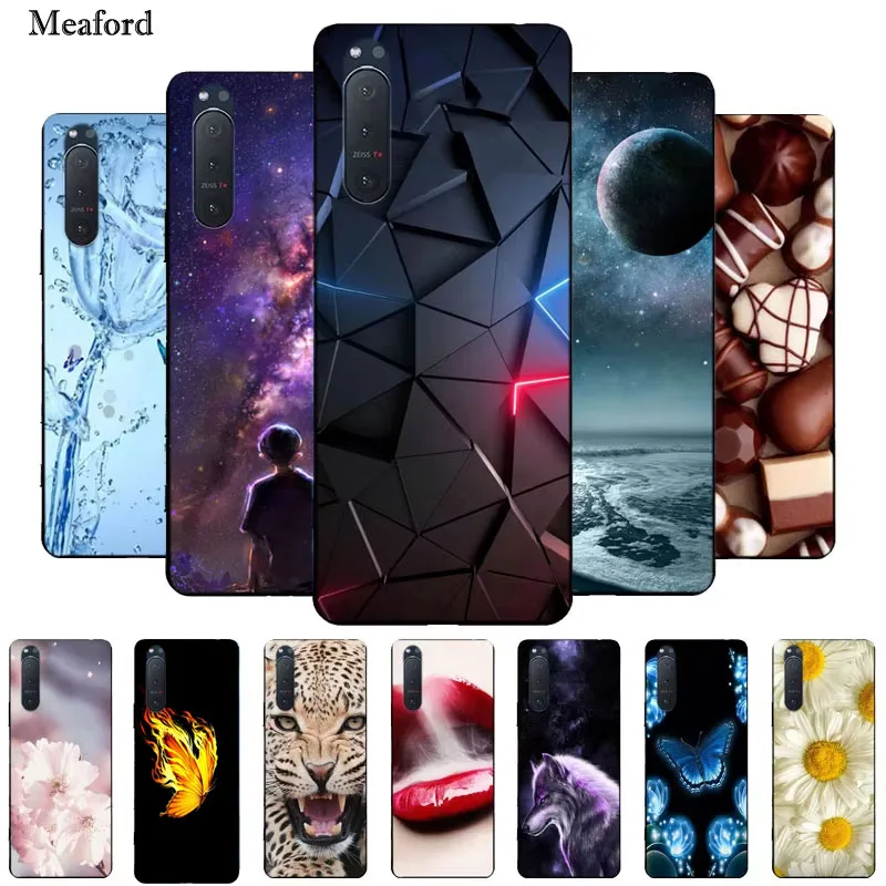 For Sony Xperia 5 II Case Black Bumper Silicone TPU Soft Phone Cover For Sony Xperia 5 II 2020 Xperia5 II Case Cartoon New Funda