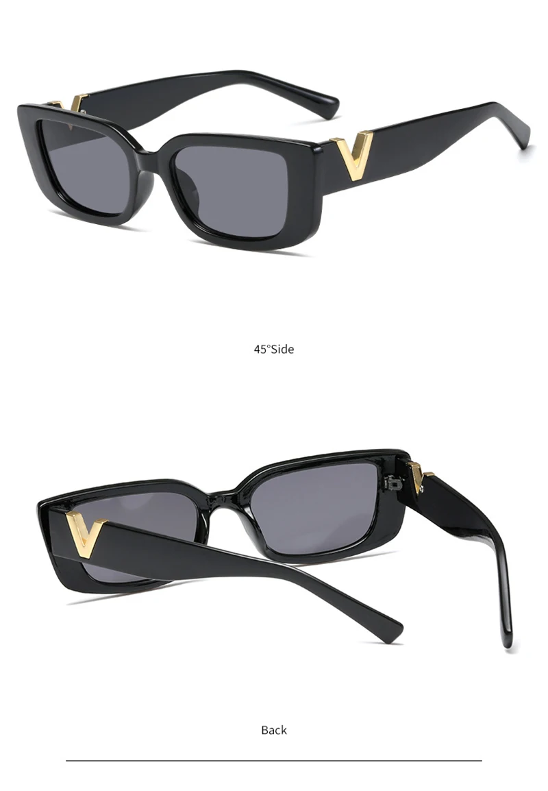 Modische Cat-Eye-Sonnenbrille, luxuriöse V-Sonnenbrille für Damen, klassische rechteckige Fahrbrille, UV400 – Detail 6